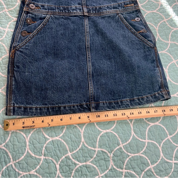 Free People Blue Denim Overall Raw Hem Pocketed Casual Dress Size 26 - Picture 9 of 11